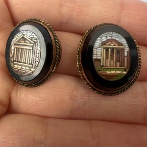 Antique Micromosaic Micro Mosaic 9ct gold Buttons Cufflinks studs for Earring Brooch Conversion Italian  Italy Grand tour Handmade colliseum
