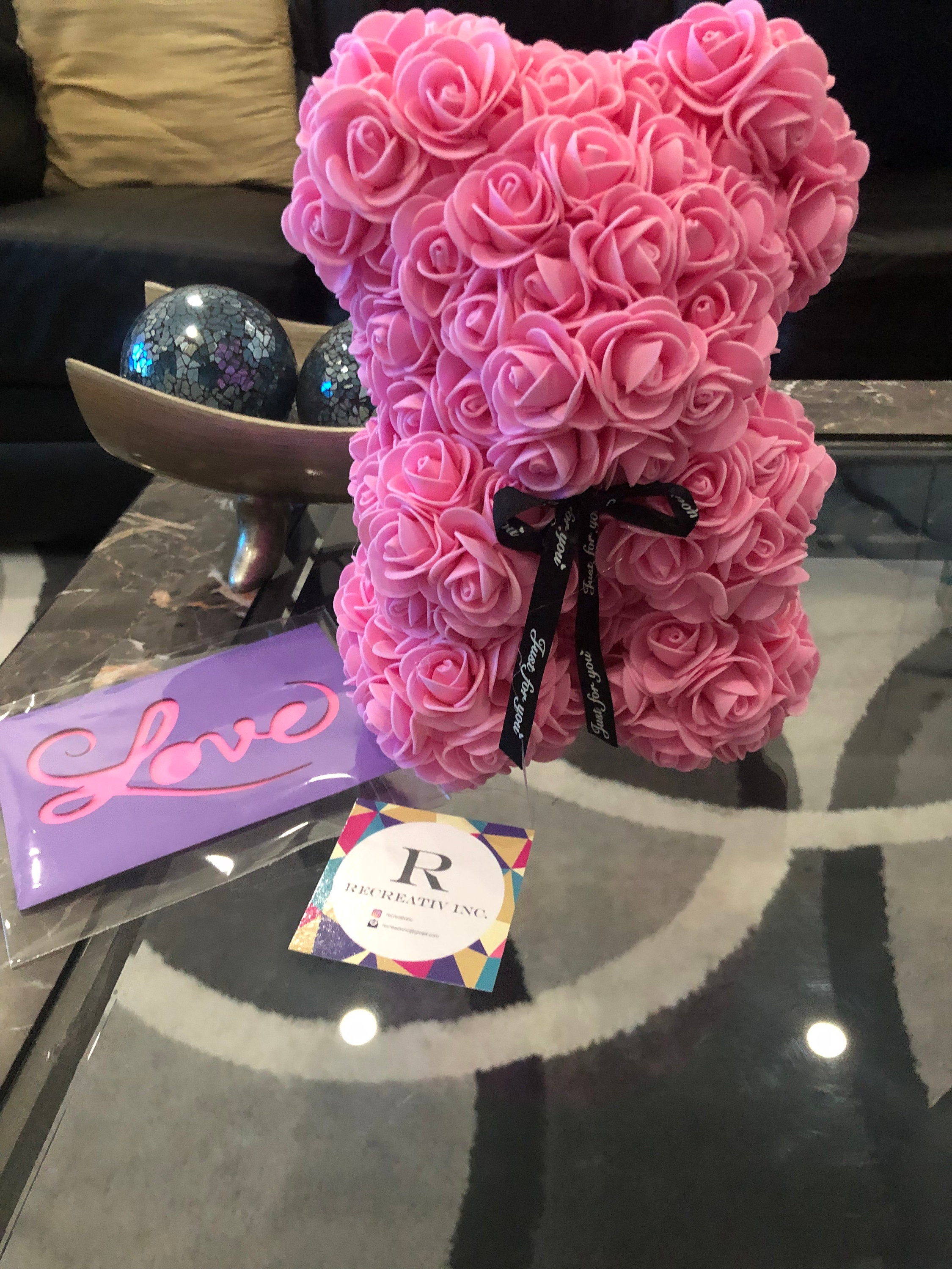 Rose flower teddy bear Etsy