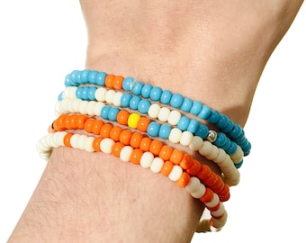 Beaded bracelet stack (set of 5) - stretchy and unique - handmade!  Boho vibes - great gift item (birthday...)!  Handmade!