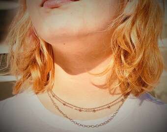 Dainty LAYERED Necklace / ADJUSTABLE, Silver, Hand made, Elegant, Unique  ~ Great BIRTHDAY gift for friend, girlfriend, sister, mom...!