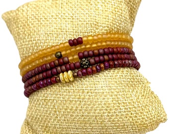 Beaded bracelet stack (set of 5) - stretchy and unique - handmade!  Boho vibes - great gift item (birthday...)!  Handmade!