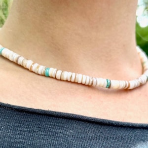 Shell necklace, beach vibe, custom made & one of a kind, Boho, surf collar, beach vibe, lightweight, for men or women, ADJUSTABLE