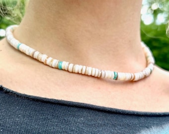 Shell necklace, beach vibe, custom made & one of a kind, Boho, surf collar, beach vibe, lightweight, for men or women, ADJUSTABLE
