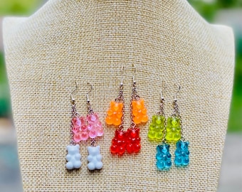 Gummy bear earrings - sterling silver!  Funky and unique (Gummies, Gummy bears)  HANDMADE - custom orders welcome!