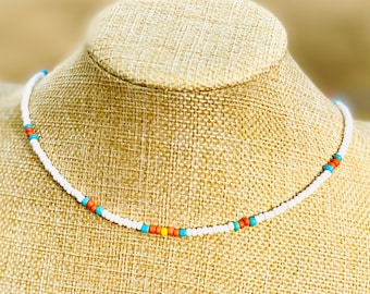 Surfer style THIN NECKLACE / choker / Custom made / One of a Kind / Boho / surf collar / beach vibe /summer/ lightweight / ADJUSTABLE!