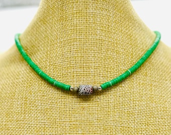 Surfer style heishi bead necklace / choker / Custom made / One of a Kind/ Boho / surf collar/ beach vibe/summer / lightweight ~ QUICK SHIP!