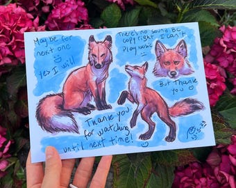 Red Foxes Art Print, Whimsical Animal Illustration, Woodland Wall Decor