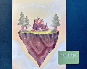 A4 Gravity Falls Floating Island Original Art Print