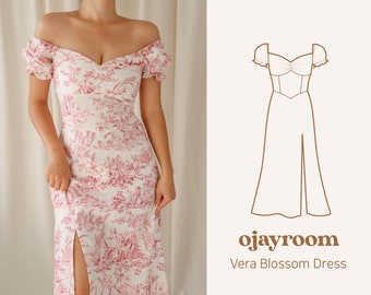 Spring/Summer Romactic Cottagecore Vera Blossom Dress(OJDR0015) PDF A4, A0,LETTER Sewing Patterns(8 Sizes) +Video Tutorial,Photo instruction