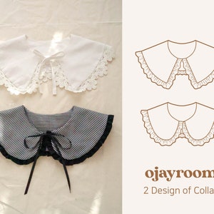 Two Designs of Oversized Collar, Fake Big Vintage Collar Sewing Pattern(OJCR0001) PDF A4, LETTER Pattern +Video, Photos Tutorial