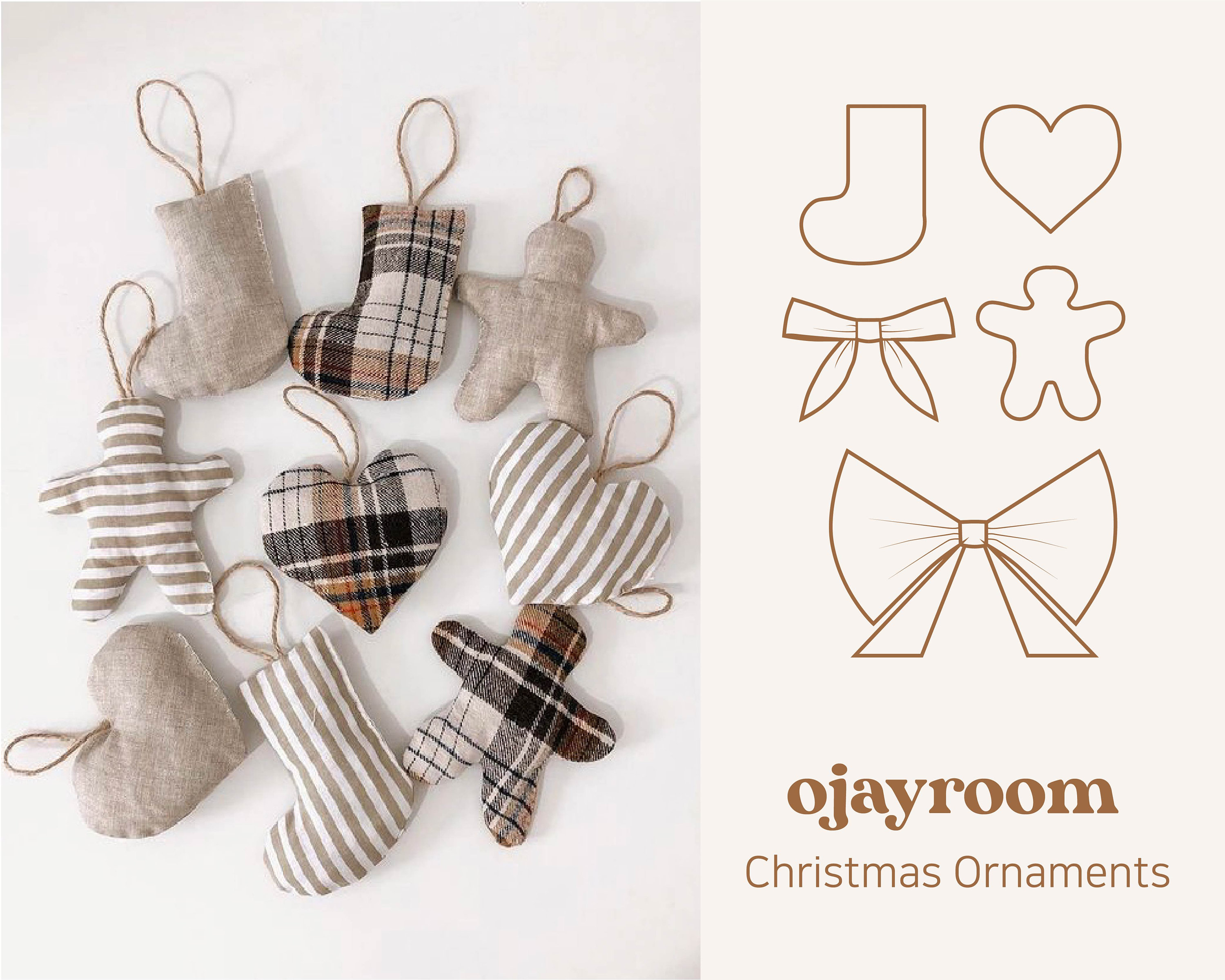 Nearly Free Christmas Three types of Ornaments Sewing Pattern! PDF A4, LETTER Patterns +Video Tutorial