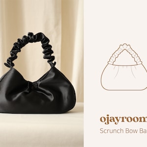 Scrunchie Bow Bag, Mini Tote Bag Sewing Patterns(OJBG0005), PDF Pattern +Video, Photos Tutorial