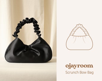 Scrunchie Bow Bag, Mini Tote Bag Sewing Patterns(OJBG0005), PDF Pattern +Video, Photos Tutorial