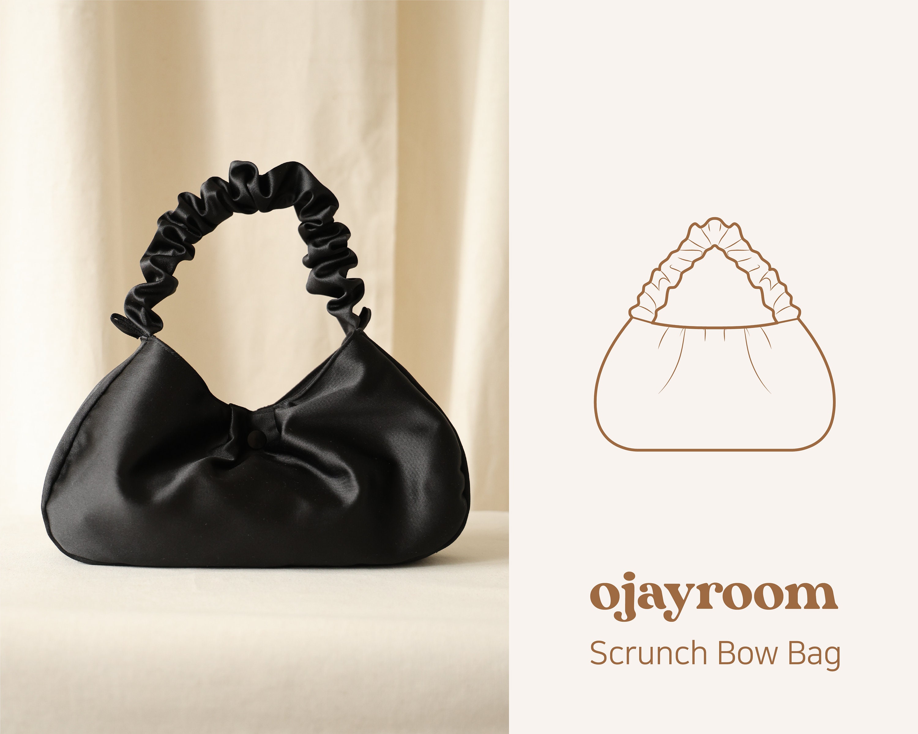 Scrunchie Bow Bag, Mini Tote Bag Sewing Patterns(ojbg0005