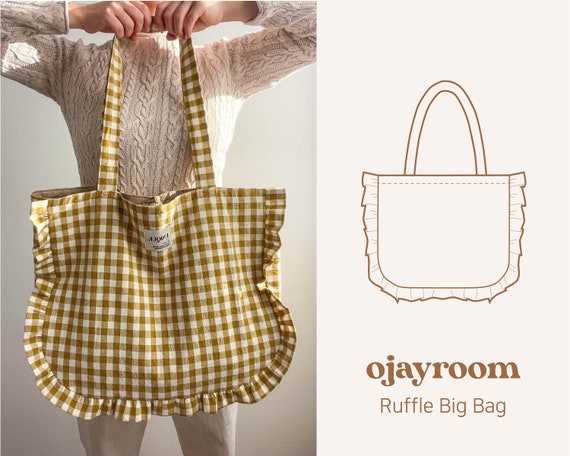 Ruffle Big Shoulder Bag, Shopper Bag Sewing Pattern(ojbg0001
