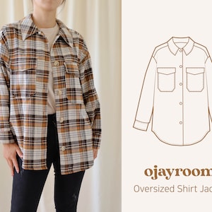 Oversized Shirt Jacket Autumn& Winter Jacket, Shacket(OJJK0003) PDF A4/Letter/A0 Sewing Patterns(Total XXS~XXXL 8 Sizes) +Video Tutorial