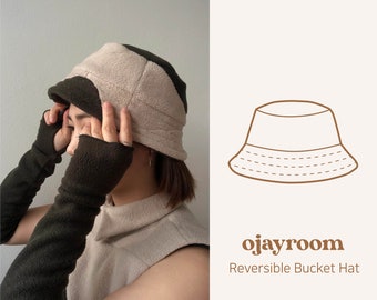 Reversible Bucket Hat Sewing Pattern(OJHT0002) PDF A4, Letter Pattern +Video, Photos Tutorial