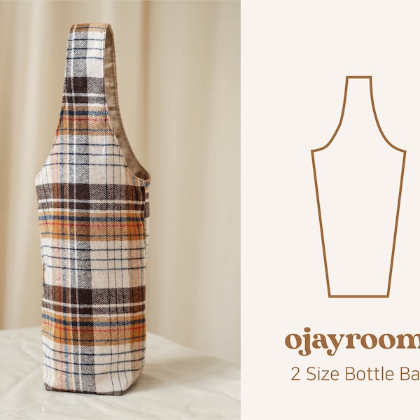 Modèles de couture de sacs pour bouteilles de vin et gobelets (OJBG0003) PDF A4, modèle de lettre + vidéo, tutoriel photos