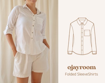 Linen Shirt, Summer Shirt(OJSH0001) PDF A4, Letter, A0 Sewing Patterns, (Total XXS~XXXL 8 Sizes)