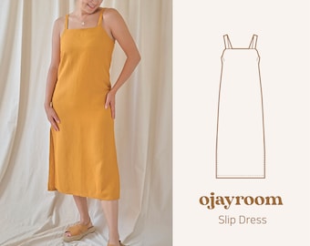 Slip Dress, Summer Slit Dress(OJDR0007) PDF A4, Letter, A0 Sewing Patterns, (Total XXS~XXXL 8 Sizes) +Video Tutorial