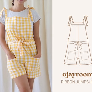 Ribbon Jumpsuits, Suspenders(OJDR0005) PDF A4, Letter, A0 Sewing Patterns, (Total XXS~XXXL 8 Sizes) +Video Tutorial
