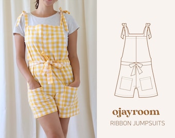 Ribbon Jumpsuits, Suspenders(OJDR0005) PDF A4, Letter, A0 Sewing Patterns, (Total XXS~XXXL 8 Sizes) +Video Tutorial