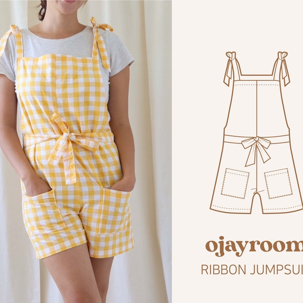 Ribbon Jumpsuits, Suspenders(OJDR0005) PDF A4, Letter, A0 Sewing Patterns, (Total XXS~XXXL 8 Sizes) +Video Tutorial