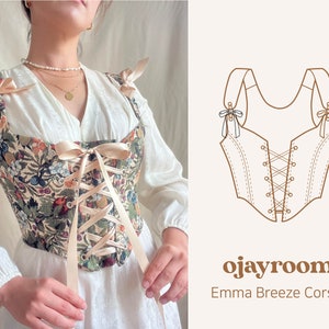 Long Sleeve Corset Top Sewing Pattern, DIY Vintage Style Corset