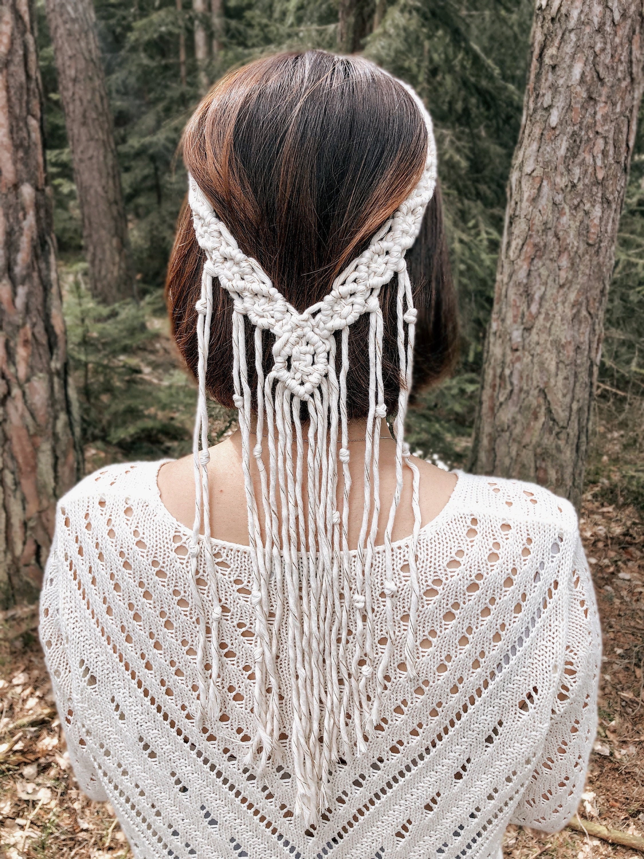 Handmade 100 Macrame Wedding Headband Macrame Hair Etsy