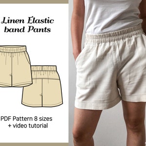 Linen Elastic Band Pants Comfort Shortsojpt0001 PDF A4 - Etsy
