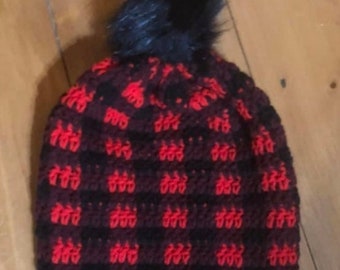 Buffalo Plaid Winter Pom Hat