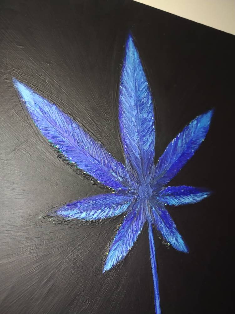 Cannabis Leaf Painting Hand painted 420 gift Original Etsy