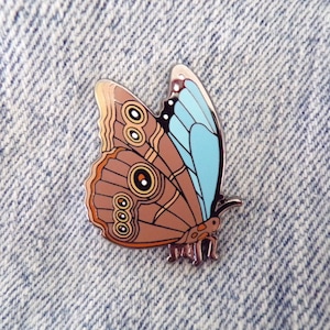 Blue Morpho Butterfly Enamel Pin, Butterfly Garden Insect, Lapel Brooch, Enamel Jewelry, Nickel
