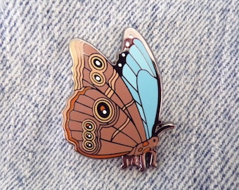 Blue Morpho Butterfly Enamel Pin, Butterfly Garden Insect, Lapel Brooch, Enamel Jewelry, Nickel