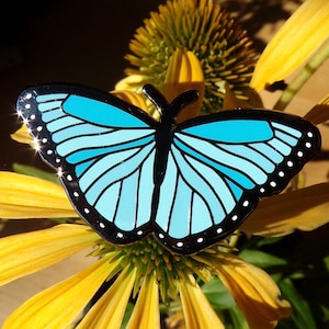 Blue Morpho Butterfly Enamel Pin, Garden Insect Brooch, Enamel Jewelry, Lapel Pin, Nickel