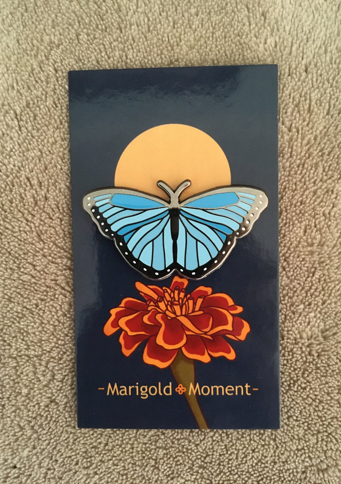 PinLab Exquisite Morpho Blue Butterfly Enamel Lapel Pin - Zinc Alloy Brooch With Secure Clasp - View #6