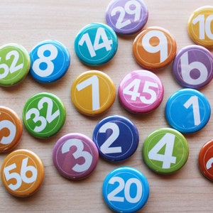 Pin Badges Numbers Circled Pin Buttons Magnets 1.25 size image 1