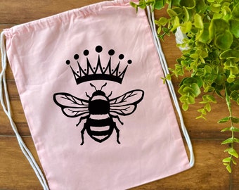 Queen Bee Drawstring Bag, Summer Bag