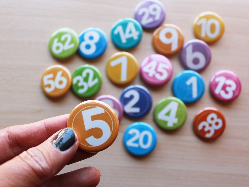 Pin Badges Numbers Circled Pin Buttons Magnets 1.25 size image 3