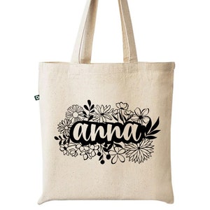 Personalized Name Canvas Tote Bag Hand Lettering Design Wedding Bride's Maid Favor Bags Bachelorette Party Maid of Honor Gifts image 3