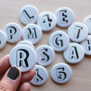 Pin Badges Alphabet Shadow Letters 1.25 size Pin Buttons Magnets image 2