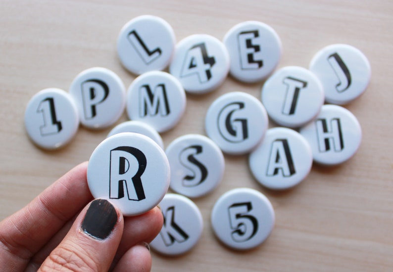 Pin Badges Alphabet Shadow Letters 1.25 size Pin Buttons Magnets image 2