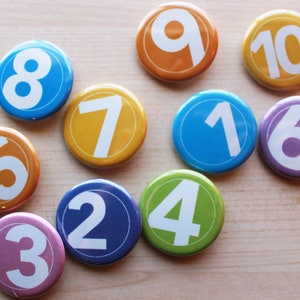 Pin Badges Numbers Circled Pin Buttons Magnets 1.25 size image 2