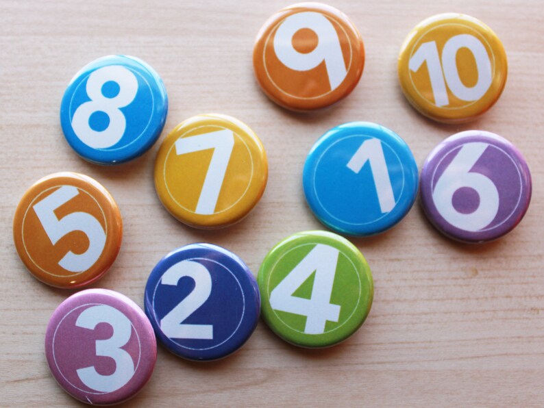 Pin Badges Numbers Circled Pin Buttons Magnets 1.25 size image 2