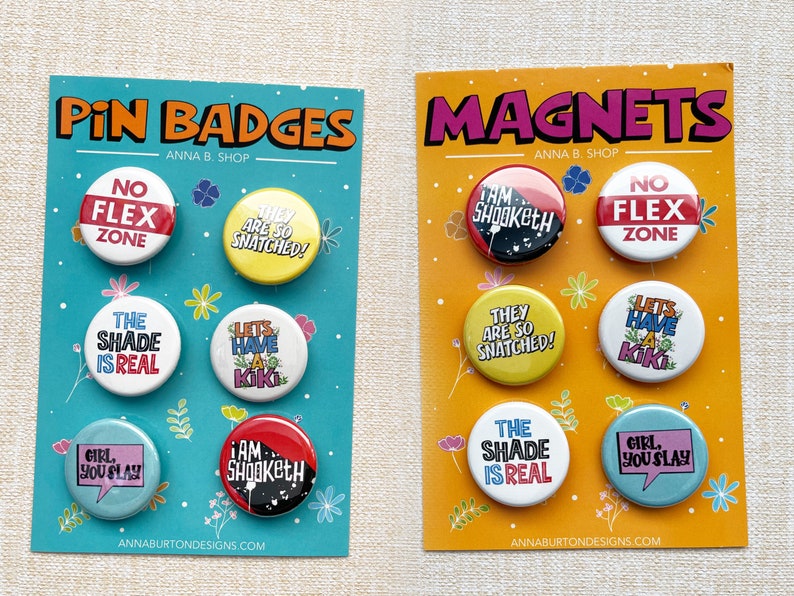 Pin Badge, Snatched, Slang Words Badges, 1.25 Pin Buttons, magnets image 3