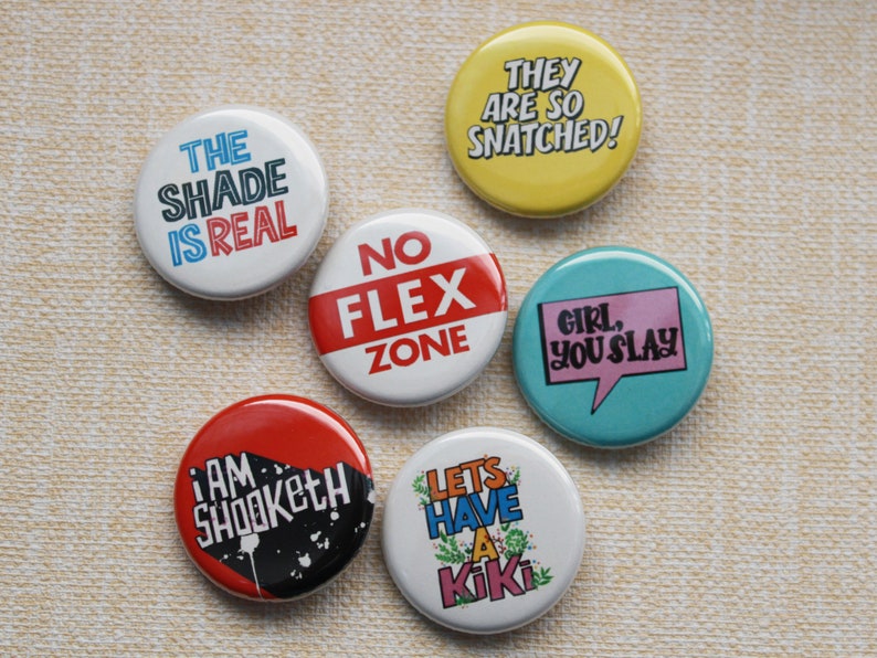 Pin Badge, Snatched, Slang Words Badges, 1.25 Pin Buttons, magnets image 2