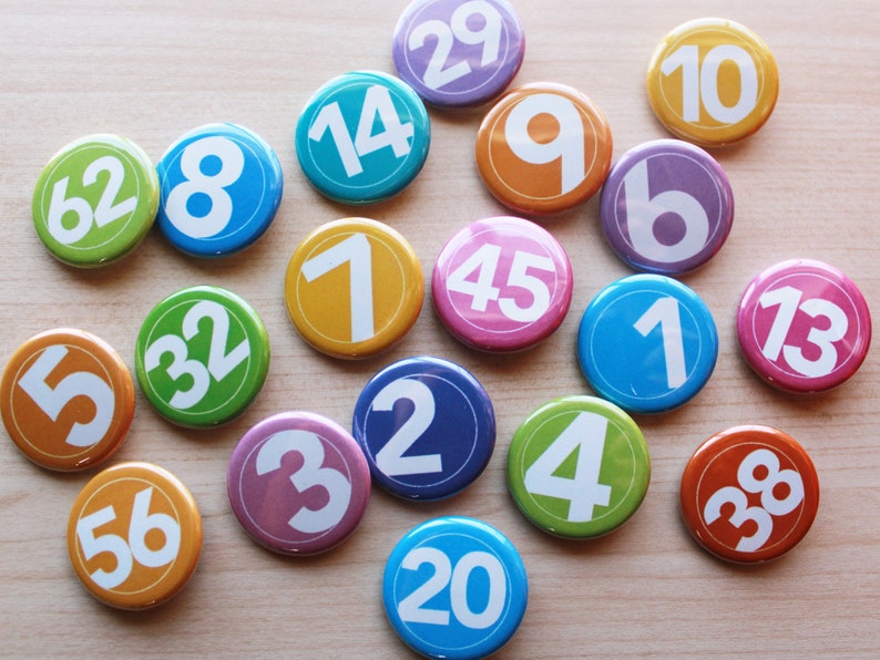 Pin Badges Numbers Circled Pin Buttons Magnets 1.25 size image 1