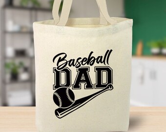 Baseball Dad Canvas Tote Bag, sports dad, fathers day gift, gift for him