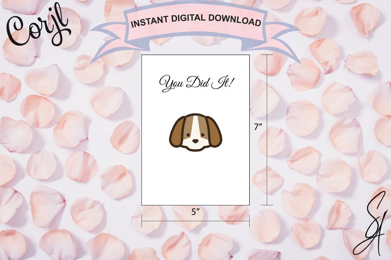 Cute Puppy Dog Greeting Card Printable Template Instant Design and Unlimited Downloads