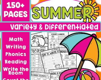 Kindergarten Summer Review Worksheets Packet Practice Worksheet Pages Homeschool